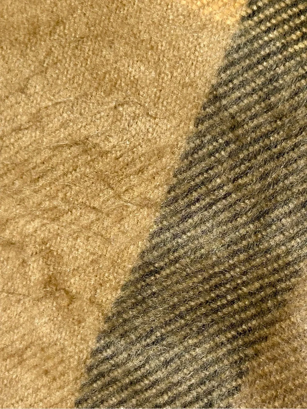 Vintage 100% Cashmere Scarf Made in England – Camel Windowpane Plaid – Unbranded